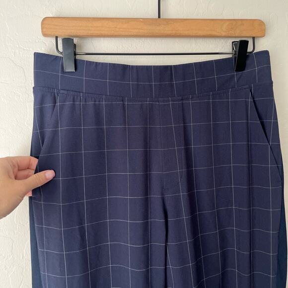 Athleta Plaid Brooklyn Ankle joggers navy blue 6 - Picture 10 of 12